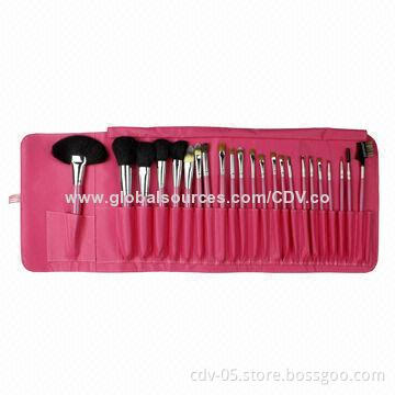 23-piece professional makeup brushes, made of wooden handle and aluminum ferrule with goat hair